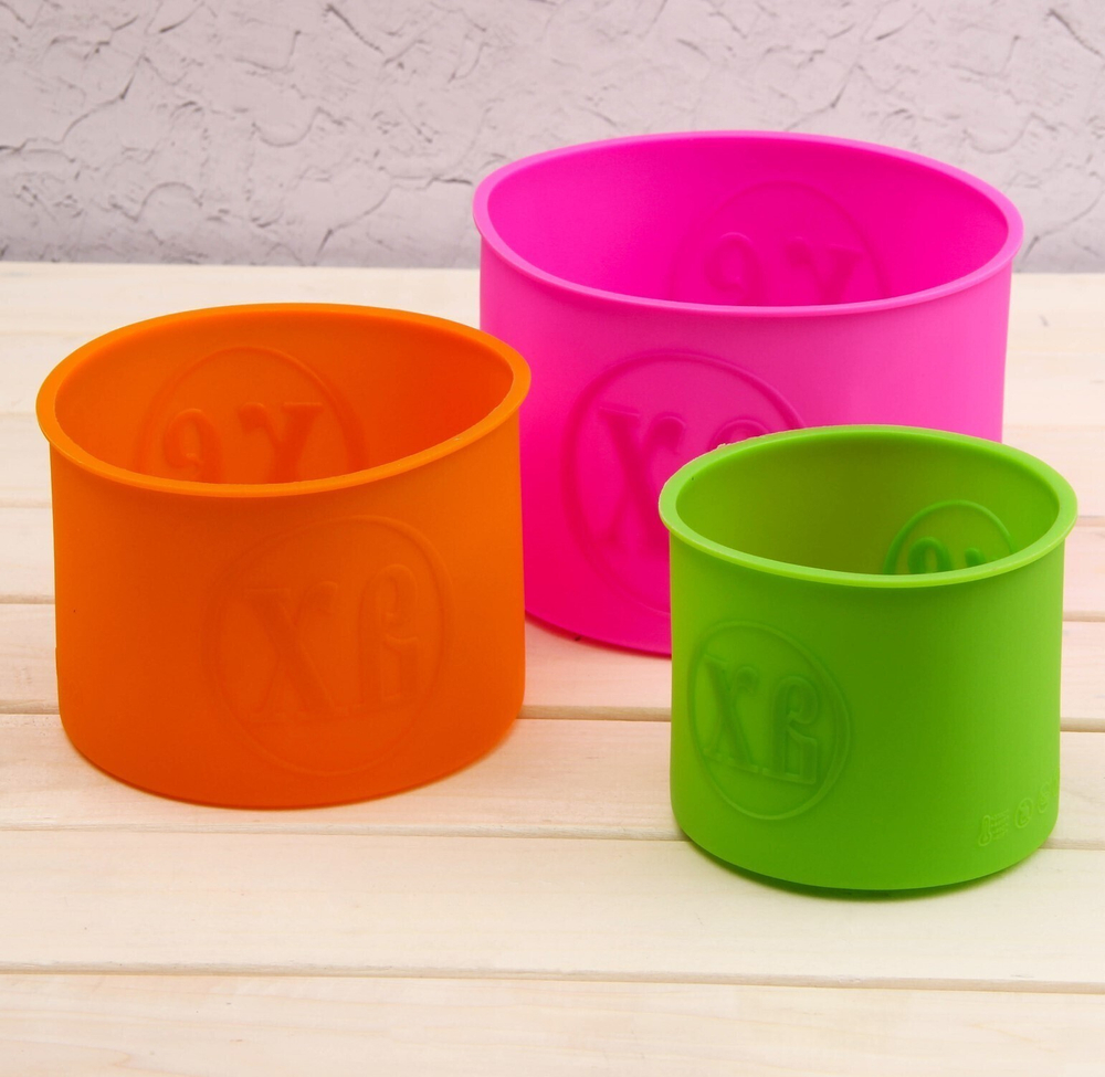 Набор силиконовых форм для выпечки куличей «ХВ»  3 шт. цвет МИКС