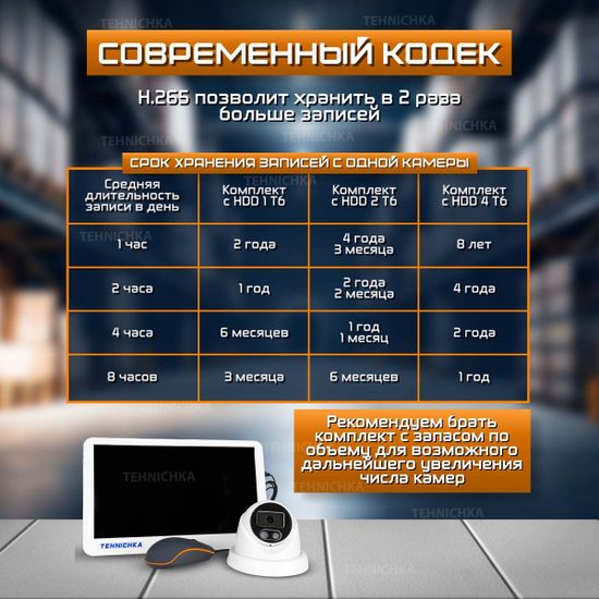 Комплект видеонаблюдения для селлера, видеорегистратор с монитором и камера 8Мп