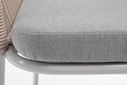 "Лион" стул плетеный из роупа, каркас из стали светло-серый (RAL7035) муар, роуп бежевый круглый, ткань светло-серая