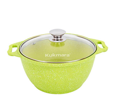 Кастрюля алюминиевая антипригарная 3 л Trendy style со стеклянной крышкой Lime