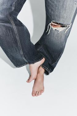 ZARA ДЖИНСЫ TRF BAGGY BALLOON СО СРЕДНЕЙ ПОСАДКОЙ, СИНИЙ