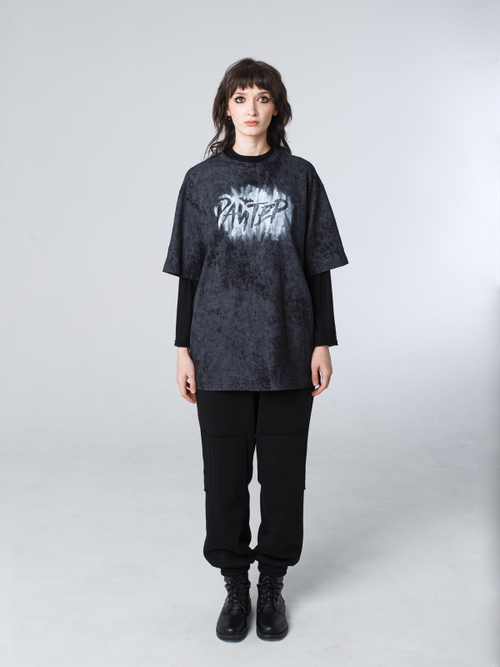 Футболка с набойкой "Райтер". Черно-серая