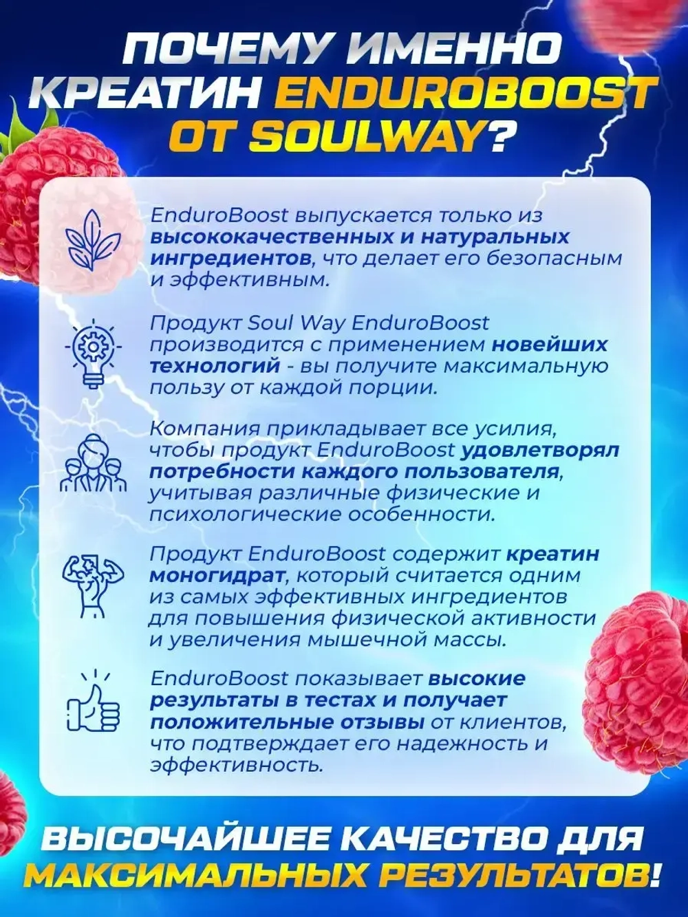 Креатин моногидрат со вкусом малины 200гр