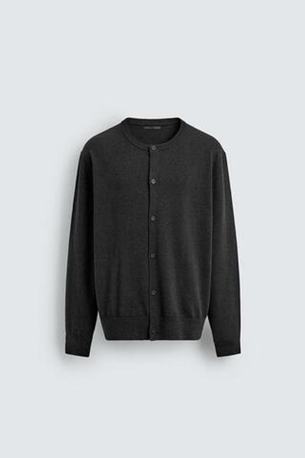 ZARA КАРДИГАН ИЗ СМЕСОВОЙ ШЕРСТИ, АНТРАЦИТОВО-СЕРЫЙ