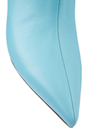 Женские кожаные бирюзовые ботильоны с авторским каблуком