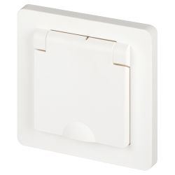 Розетка Intro Style 7-203-01 с заземлением 2P+E Schuko с крышкой, 16А-250В, IP20, СУ, белый
