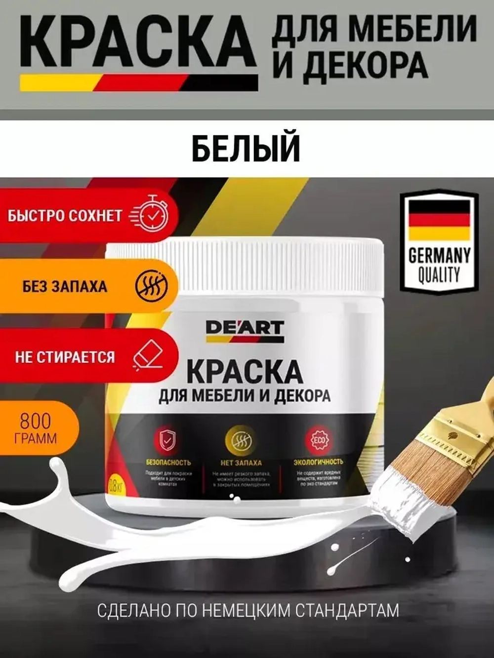 Краска для мебели и интерьера матовая белая