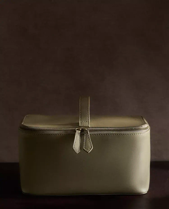 ZARA HOME БОЛЬШОЙ КОЖАНЫЙ НЕСЕССЕР, ХАКИ