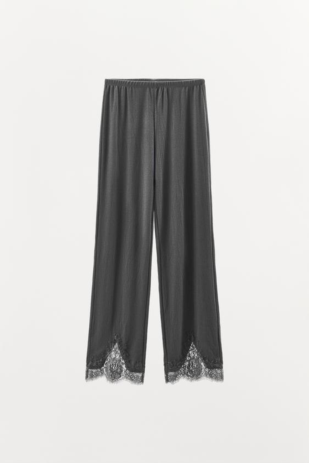 ZARA БРЮКИ POINTELLE С КРУЖЕВОМ, ТЕМНО-СЕРЫЙ