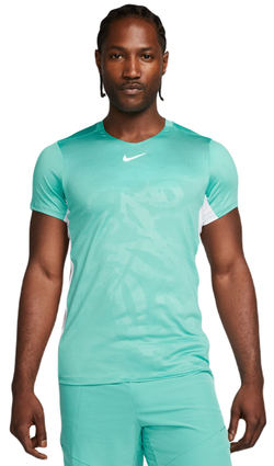 Мужская теннисная футболка Nike Court Dri-Fit Advantage Printed Tennis Top - washed teal/white/white