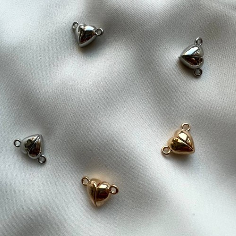 1772-р Замок-магнит "Сердце" 10мм, родий