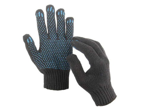 Перчатки х/б 4 нити ПВХ Точка Черные (10шт/уп)(300шт/меш)