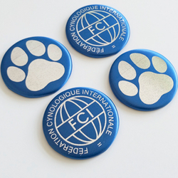 Закатной центр с тканевым покрытием 56 мм. (цвет ткани в ассортименте), печать СЕРЕБРО металлизированное.