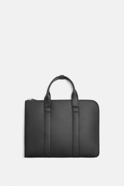 ZARA ПЛОСКИЙ ПОРТФЕЛЬ С ТИСНЕНИЕМ, ЧЕРНЫЙ