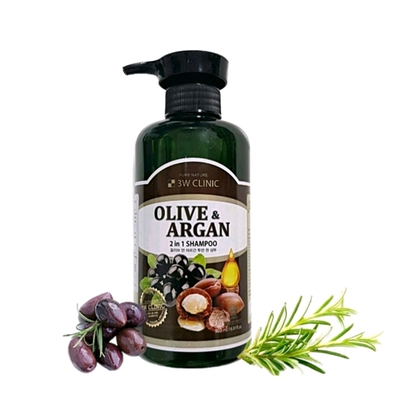 Шампунь 2 в 1  для волос с маслами арганы и оливы 3W CLINIC Olive & Argan 2in1 Shampoo, 500 мл.