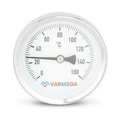 Термометр VARMEGA биметаллич. с погр. гильзой 63 мм, 160гр.С, штуц.50 мм, 1/2quot;, VMMT02-635004