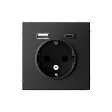 Розетка ArtGallery 16А с 2-мя заряд. устройствами USB A+C 5В/2.4А/3А 2х5В/1.5А механизм базальт SE GAL001432