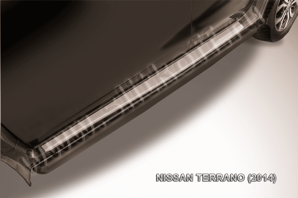 Пороги стальные Nissan Terrano (2014-2023) d57 труба (серебристые)