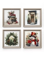 Картины на стену интерьерные на холсте 4 шт, 23*23 см