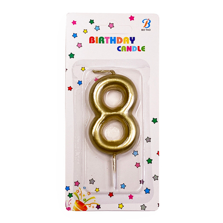 Свеча-цифра "8 - Золотая" 6 см