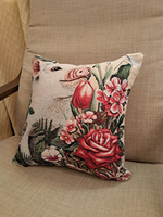 Декоративный гобеленовый чехол для интерьерной подушки Пёстрый Пиги 38*38