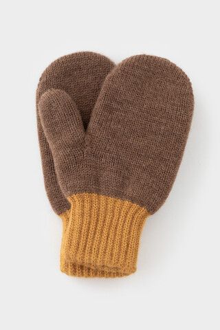 варежки  для девочки КВ 10025/ш/темно-бежевый,горчица