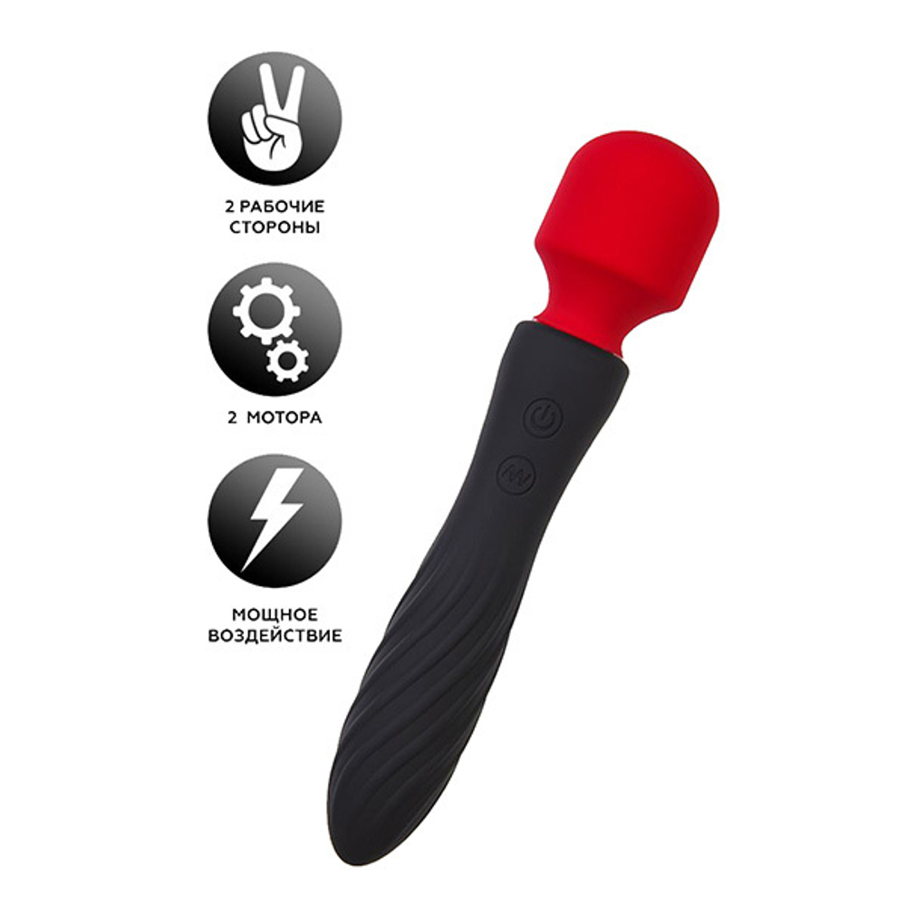 Черно-красный двусторонний вибромассажер 21см ToyFa Black&Red 901016-5