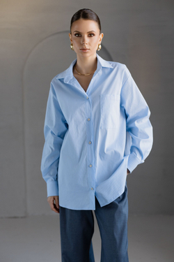 Рубашка из хлопка в полоску голубая