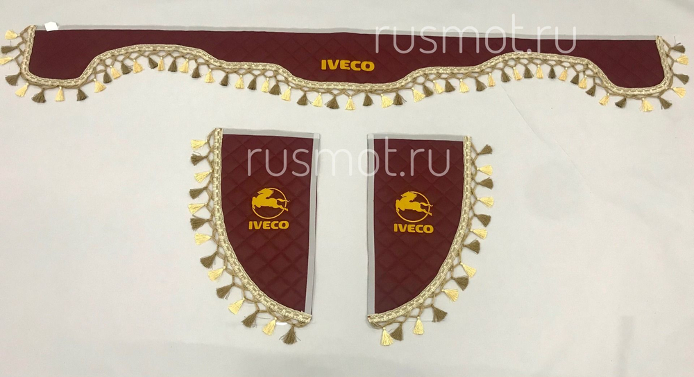 Ламбрекены экокожа стеганые 230 см. с вышивкой Iveco