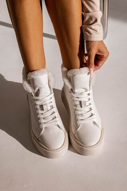 Высокие зимние кеды из натуральной кожи MARGARET white