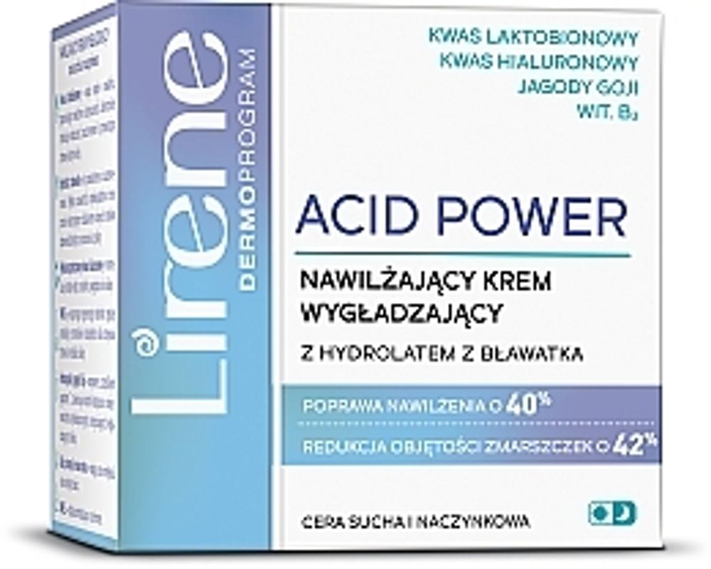 Lirene Acid Power Крем для лица, увлажняющий, разглаживающий, для сухой кожи с куперозом, 50 мл