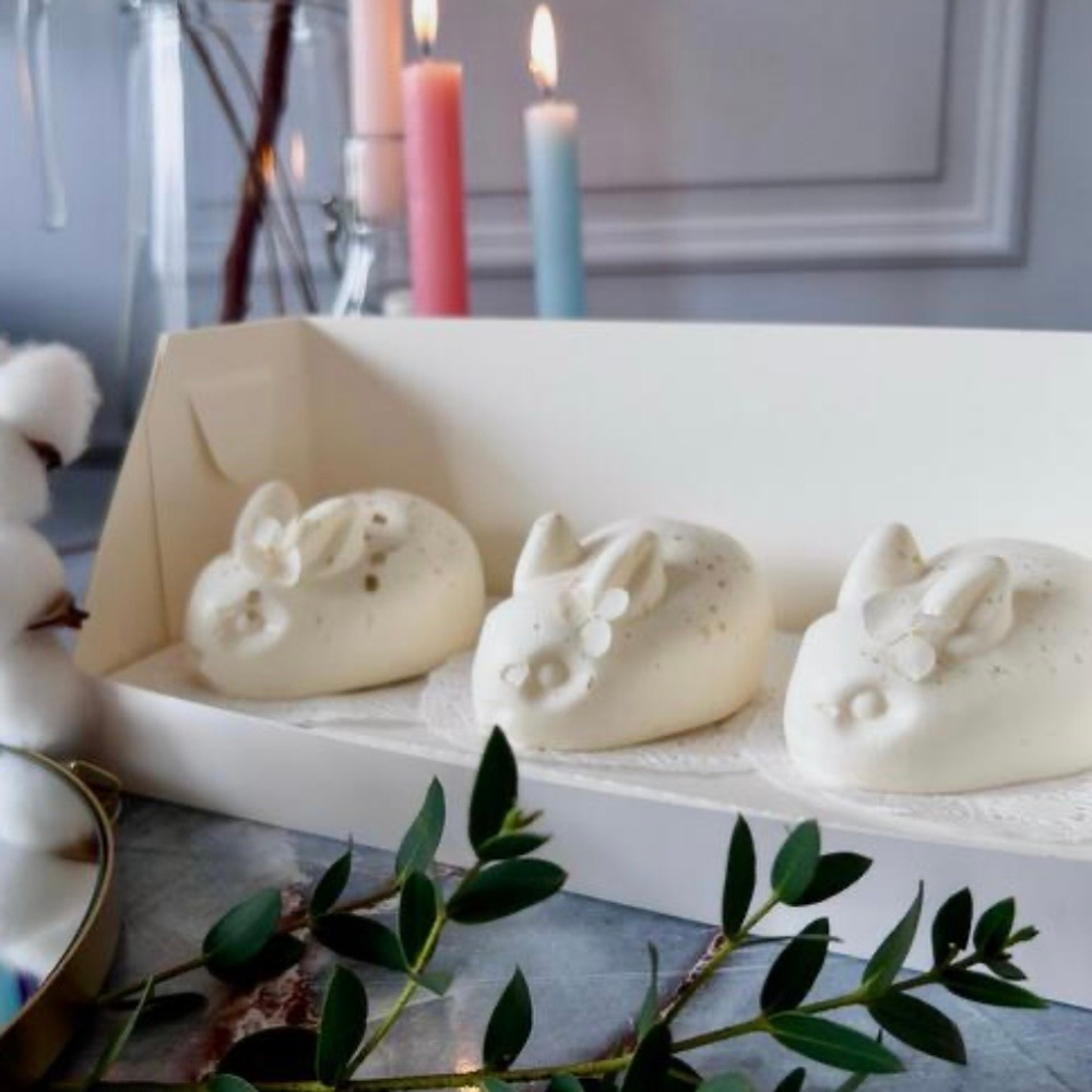 Пасхальные муссовые зайчики 3 шт. с начинкой манго-маракуйя