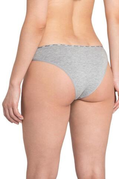 Трусики-бразилиана с узкой брендированной резинкой (Размер: M) (Цвет: серый меланж)