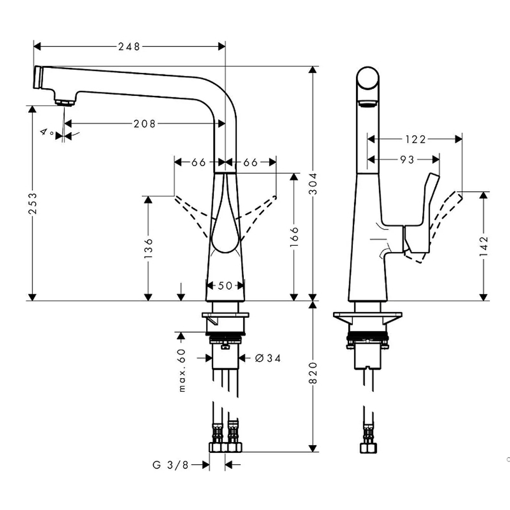 Смеситель для кухни Hansgrohe Metris Select M712-H260 73811800 сталь
