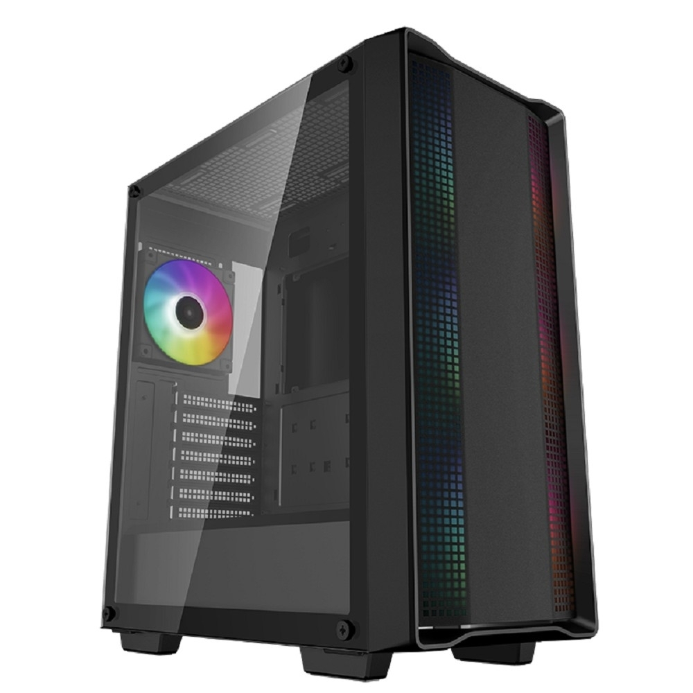 Корпус Deepcool CC560 ARGB V2 без БП, боковое окно (закаленное стекло), 3x120мм ARGB LED вентилятор спереди и 1x120мм ARGB LED вентилятор сзади, черный, ATX