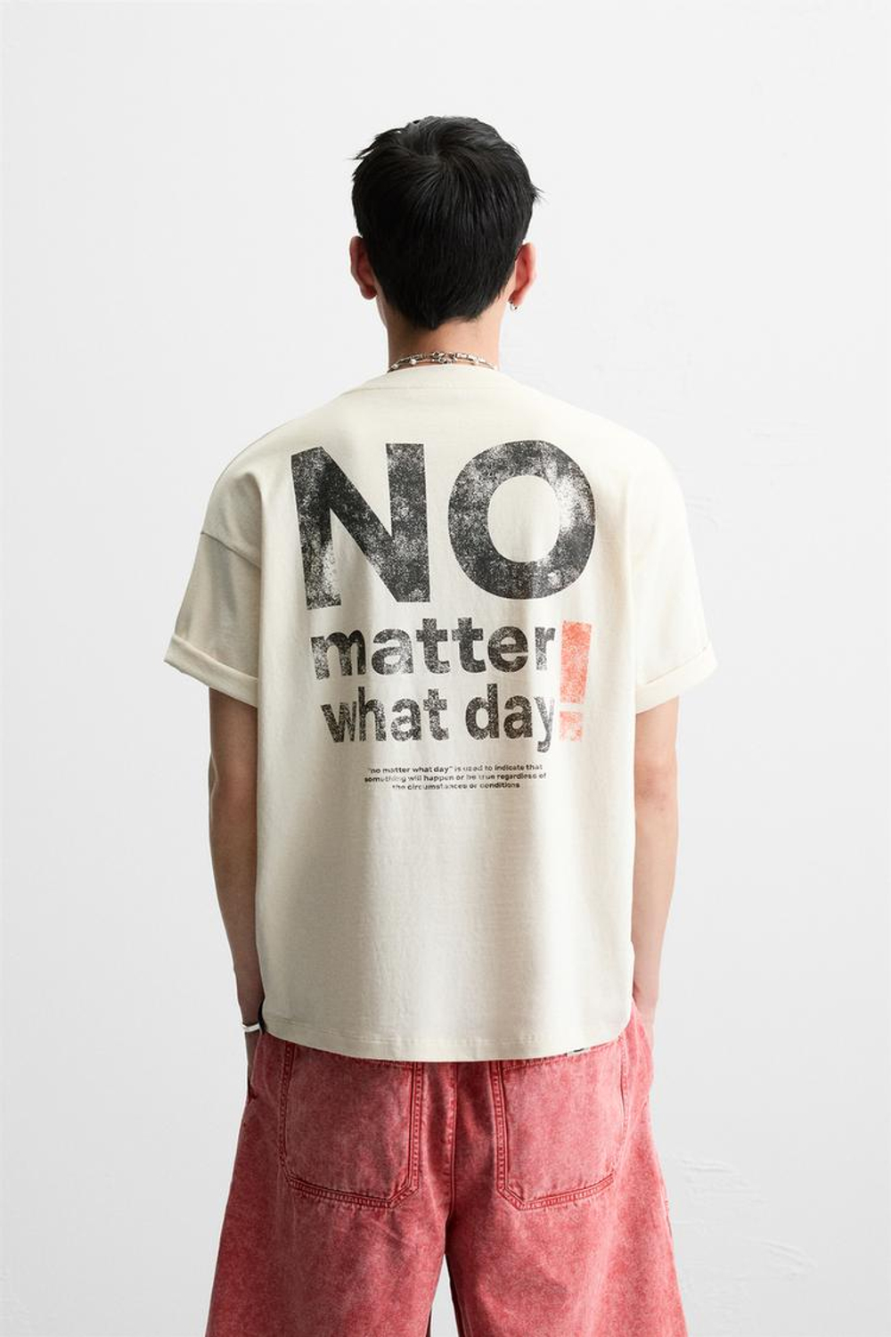 ZARA ФУТБОЛКА С ПРИНТАМИ И ЭФФЕКТОМ ПОТЕРТОСТИ, ЭКРЮ