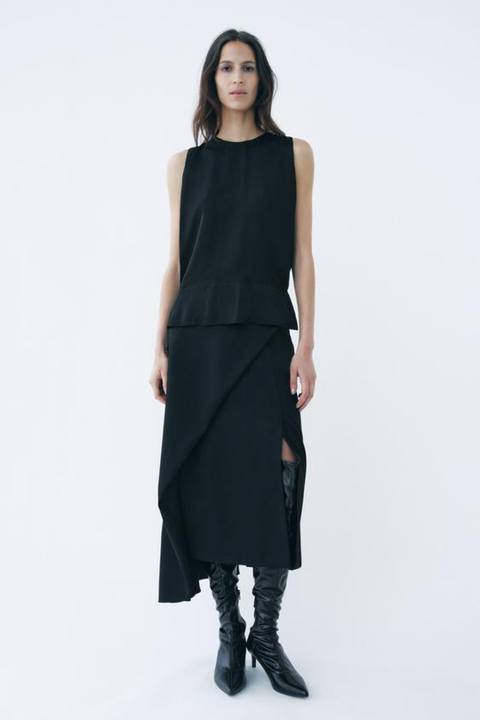 ZARA ЮБКА АСИММЕТРИЧНОГО КРОЯ — LIMITED EDITION, ЧЕРНЫЙ