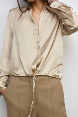 ZARA АТЛАСНАЯ РУБАШКА ZW WOMAN, ЭКРЮ