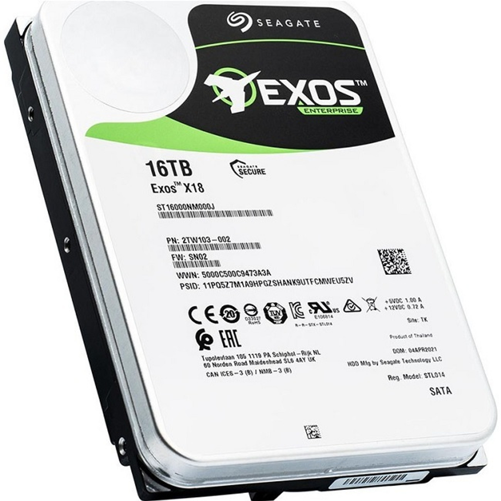 Жесткий диск HDD 16Tb Seagate, SATA-III, 256Mb, 7200rpm, Exos X18 (ST16000NM000J)