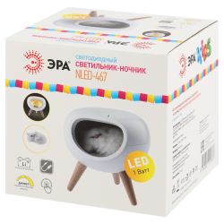 Ночник - светильник светодиодный ЭРА NLED-467-1W-W котик белый | Ночники