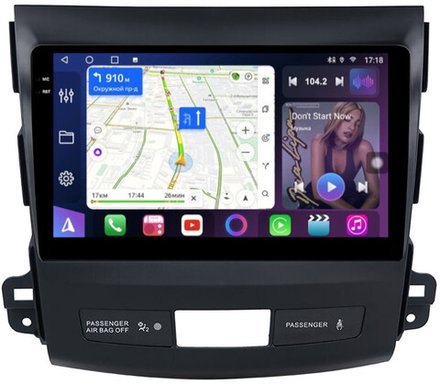 Магнитола для Mitsubishi Outlander XL, Peugeot 4007, Citroen C-Crosser - FarCar 056M монитор 9.5" QLED на Android 14, TS18, CarPlay, 4G SIM-слот