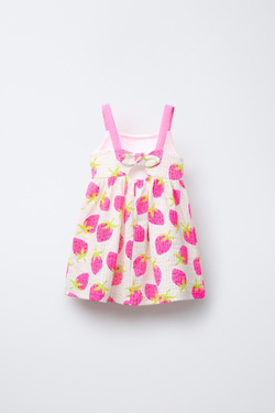 ZARA ПЛАТЬЕ ИЗ РЕЛЬЕФНОЙ ТКАНИ С ПРИНТОМ И БАНТОМ, ЭКРЮ