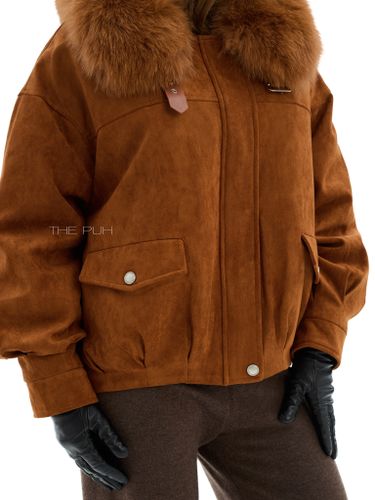 Утепленная замшевая куртка рыжего цвета