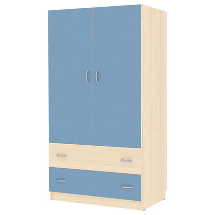 Шкаф 2-х створчатый КарИВи Кадет  Дуб Молочный Светло-синий, голубой