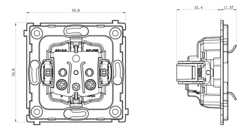 Donel Розетка, механизм розетки Schuko с заземляющим контактом 16А 250 В на винтах R98, DA18800