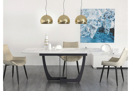 Стол деревянный Woodville Миссандея белый мрамор, графит