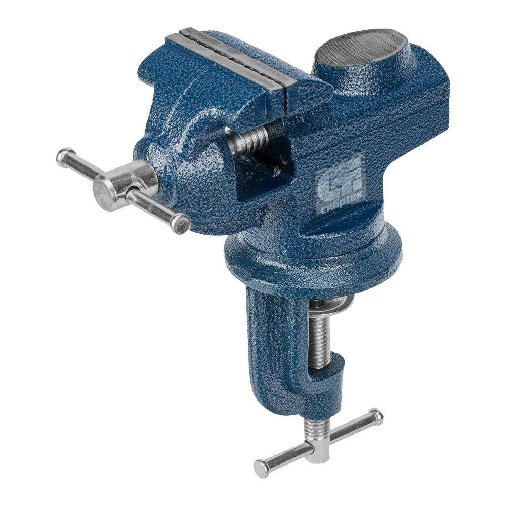 Тиски слесарные, настольные, поворотные, ширина рабочих губок 65 мм, наковальня Сибртех