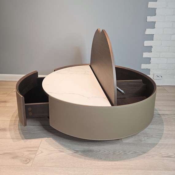 Крутящийся журнальный столик Secret Service с крышкой и выдвижным ящиком