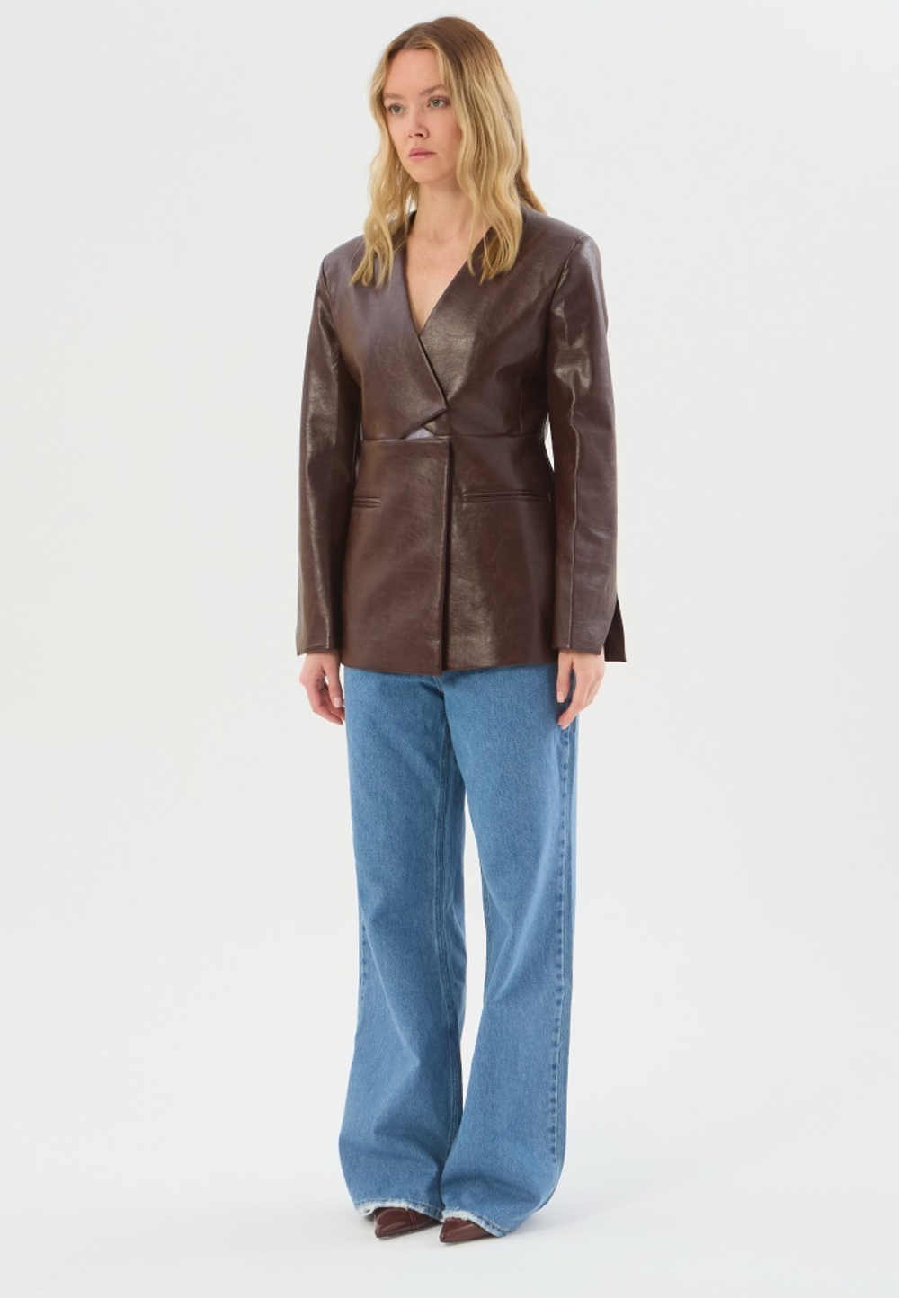 Жакет женский геометрия из экокожи