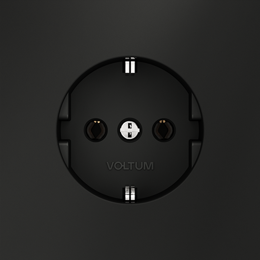 Розетка встраиваемая VOLTUM S70 с заземлением 16А, (черный матовый)